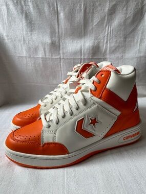 Converse Weapon Mid White Orange Leather Sneakers Men's Size 11 A11956C
